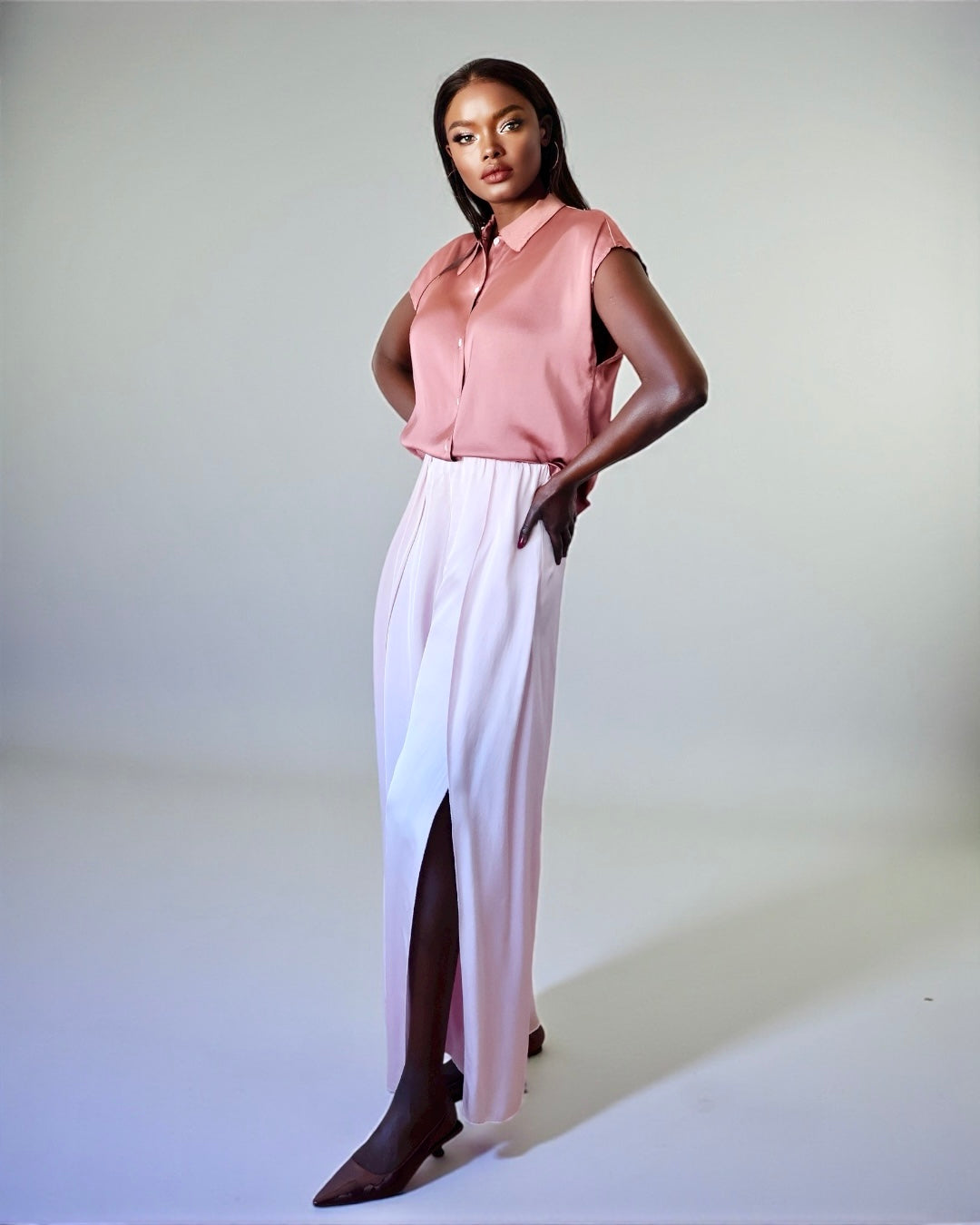 Split Leg Palazzo Pants Pink