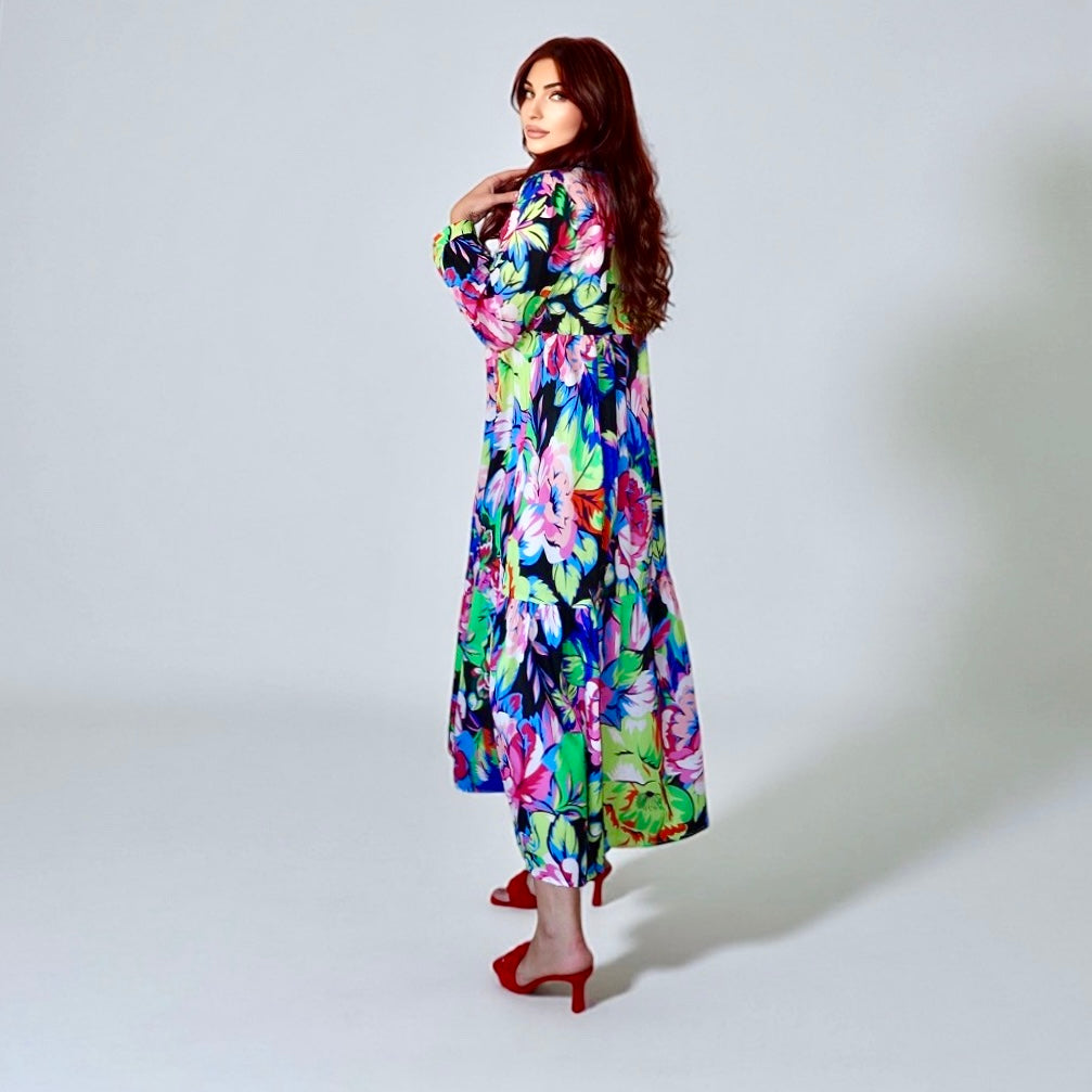 Boho Floral Shirt Dress