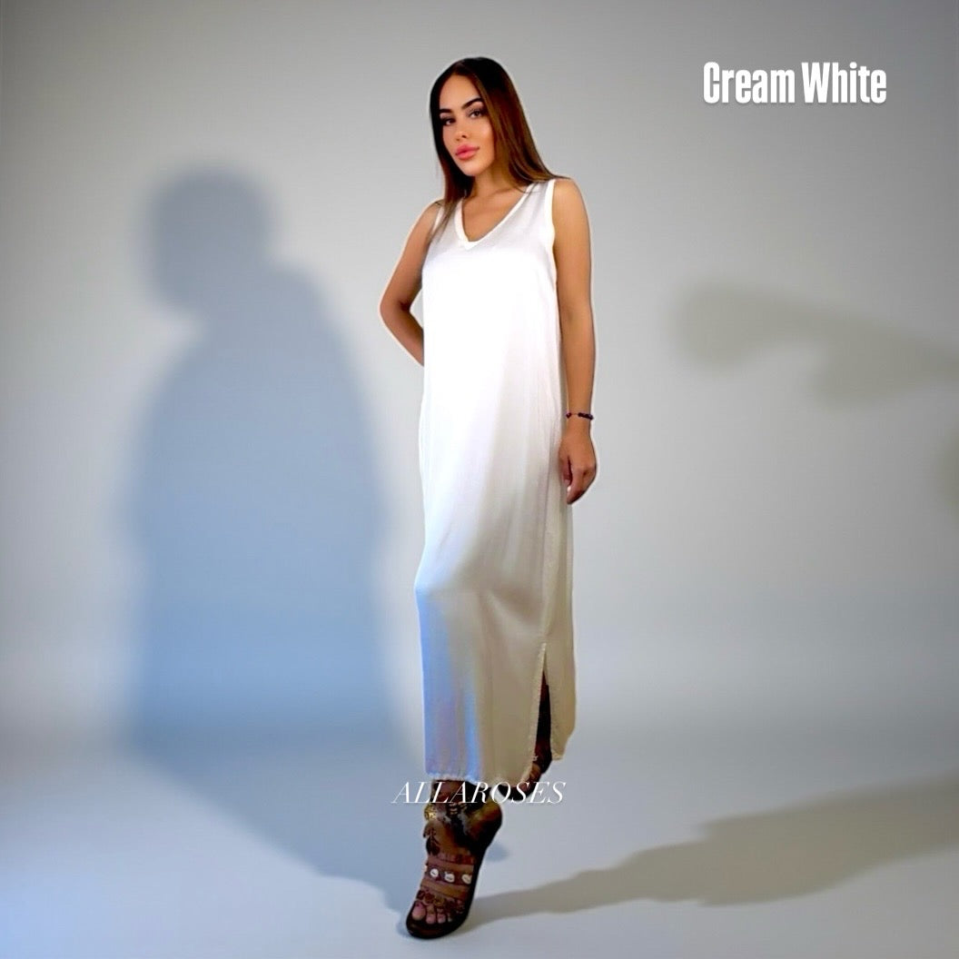 Siena Soft Maxi Dress V Cream White