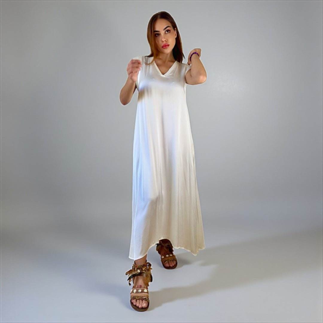 Siena Soft Maxi Dress V Cream White