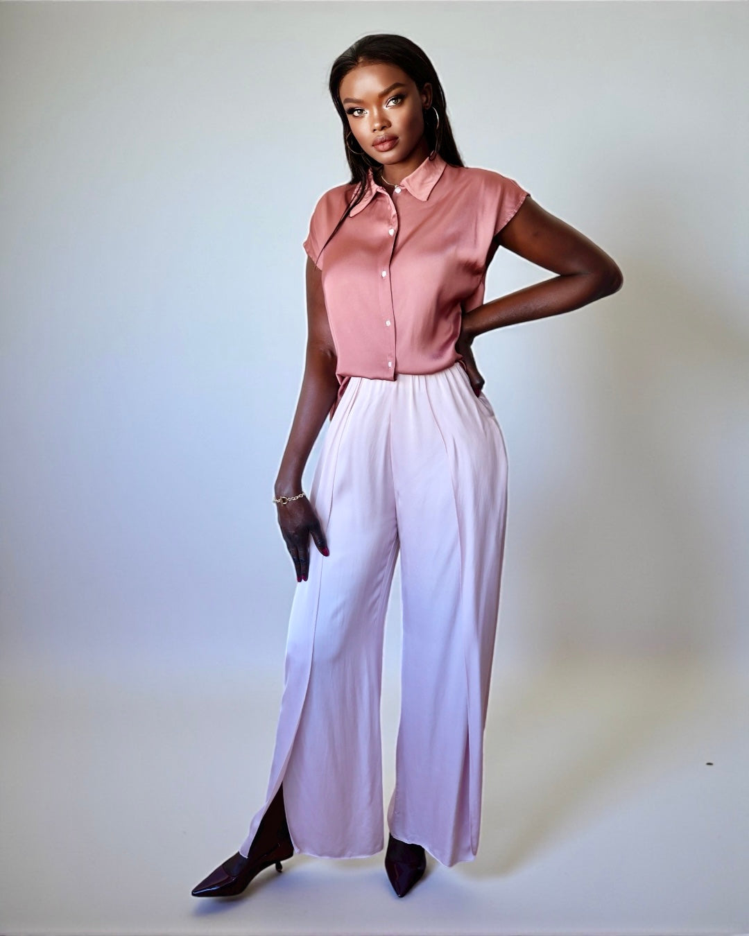 Split Leg Palazzo Pants Pink