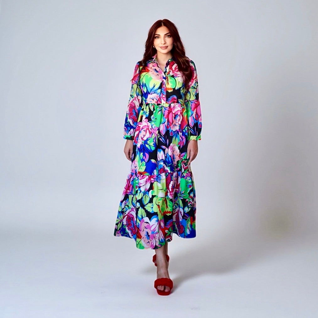 Boho Floral Shirt Dress