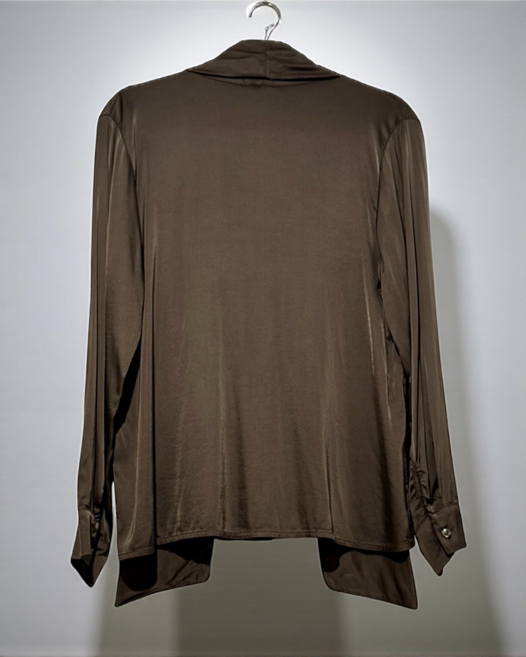 Silky Blouse With Neck Bow (Dark Chocolate)
