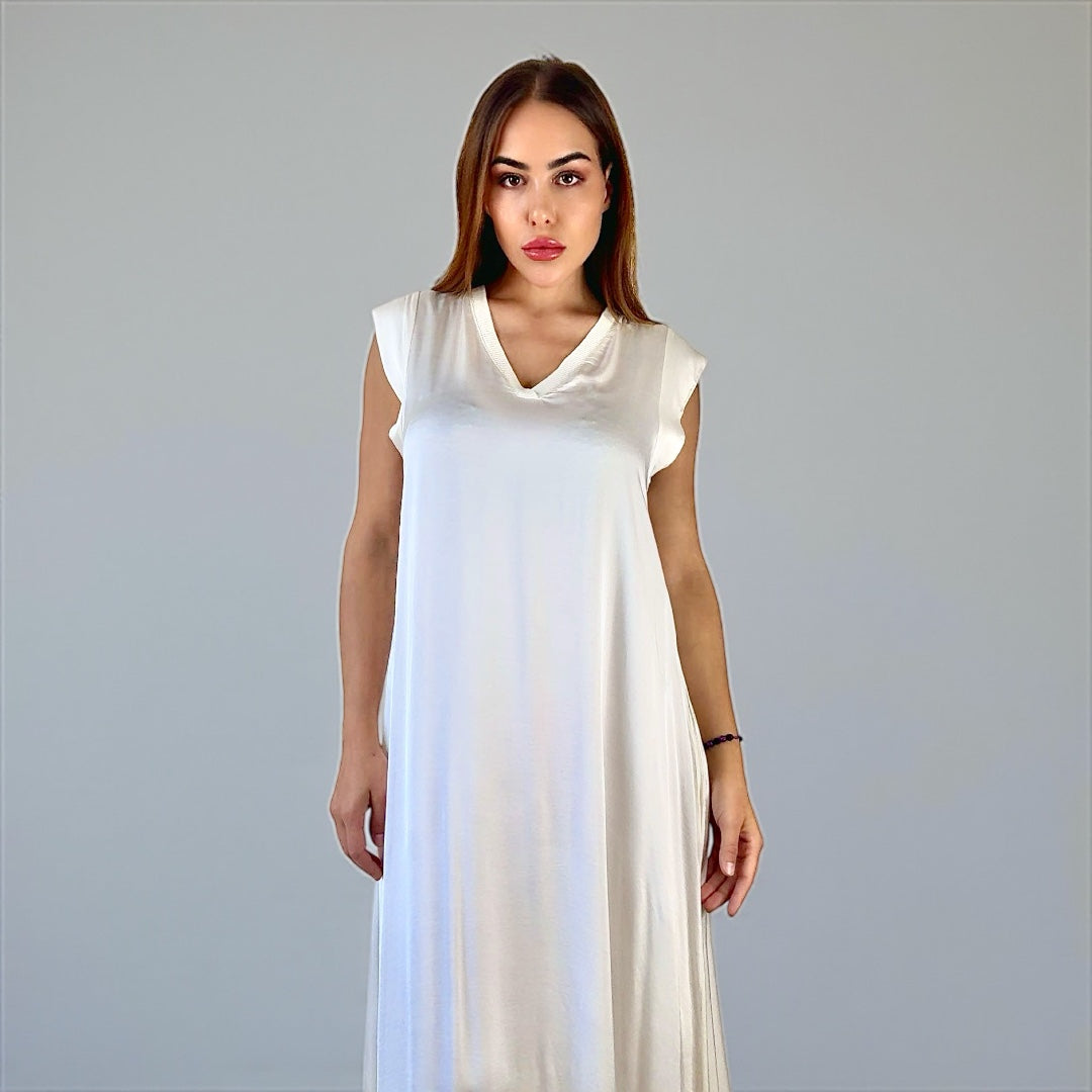 Siena Soft Maxi Dress V Cream White