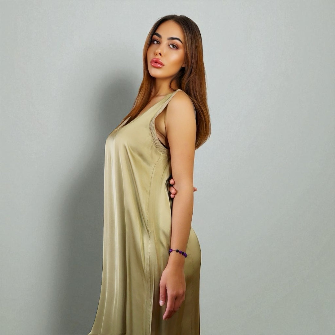 Siena Soft Maxi Dress V Sand Khaki