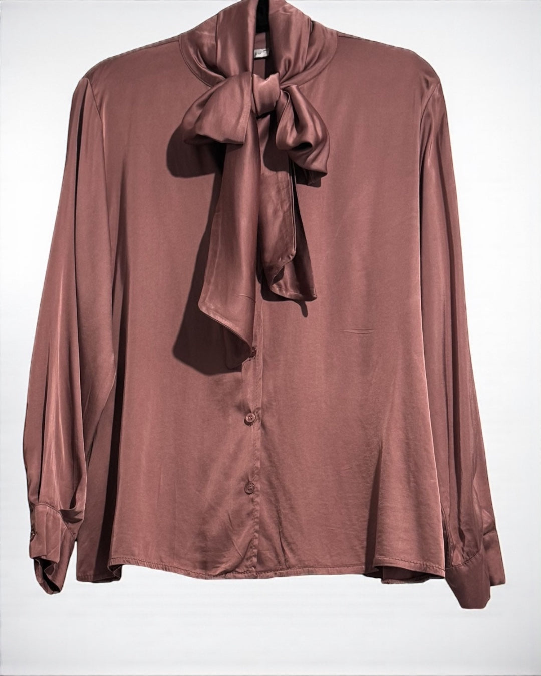 Silky Blouse With Neck Bow (Dusty Pink)