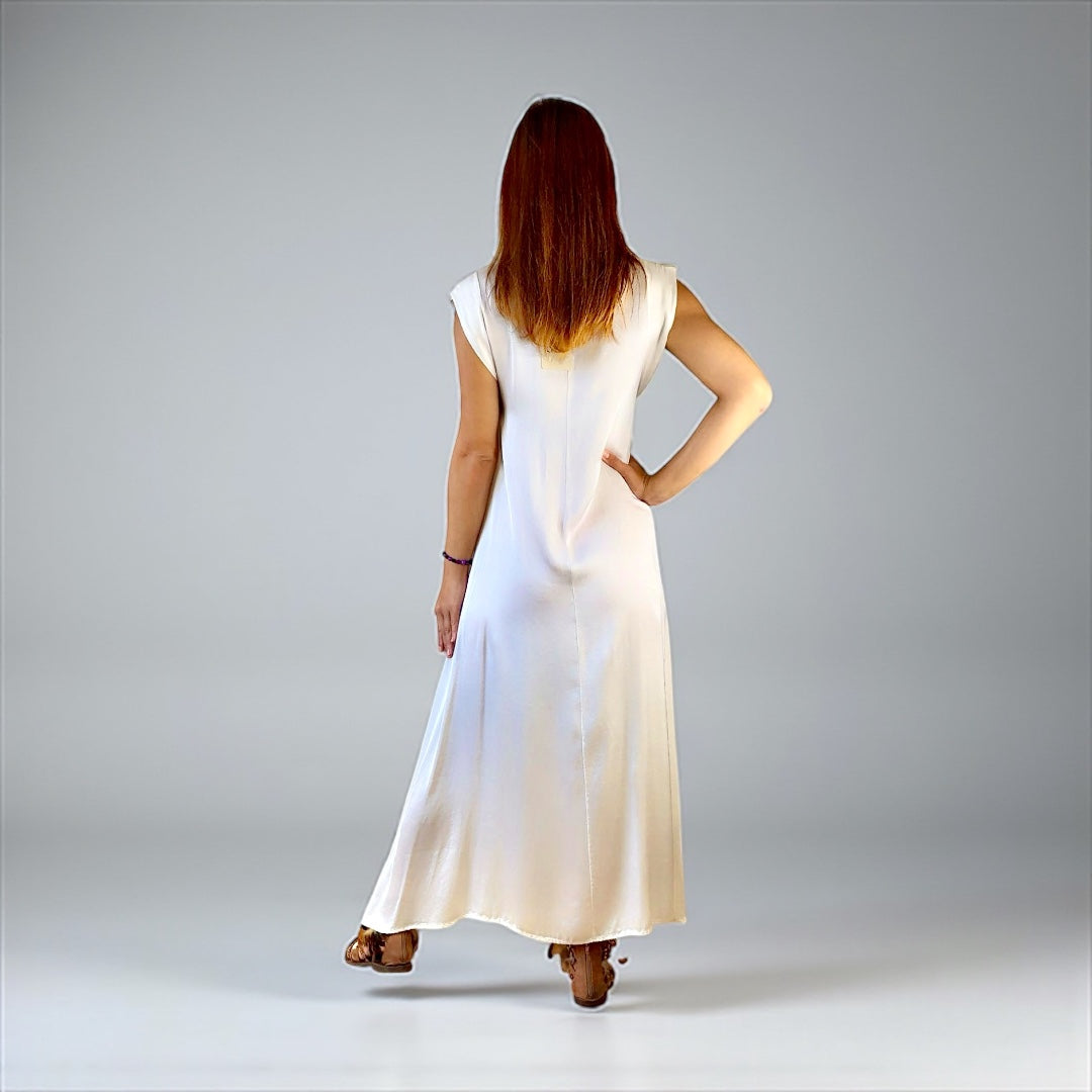 Siena Soft Maxi Dress V Cream White