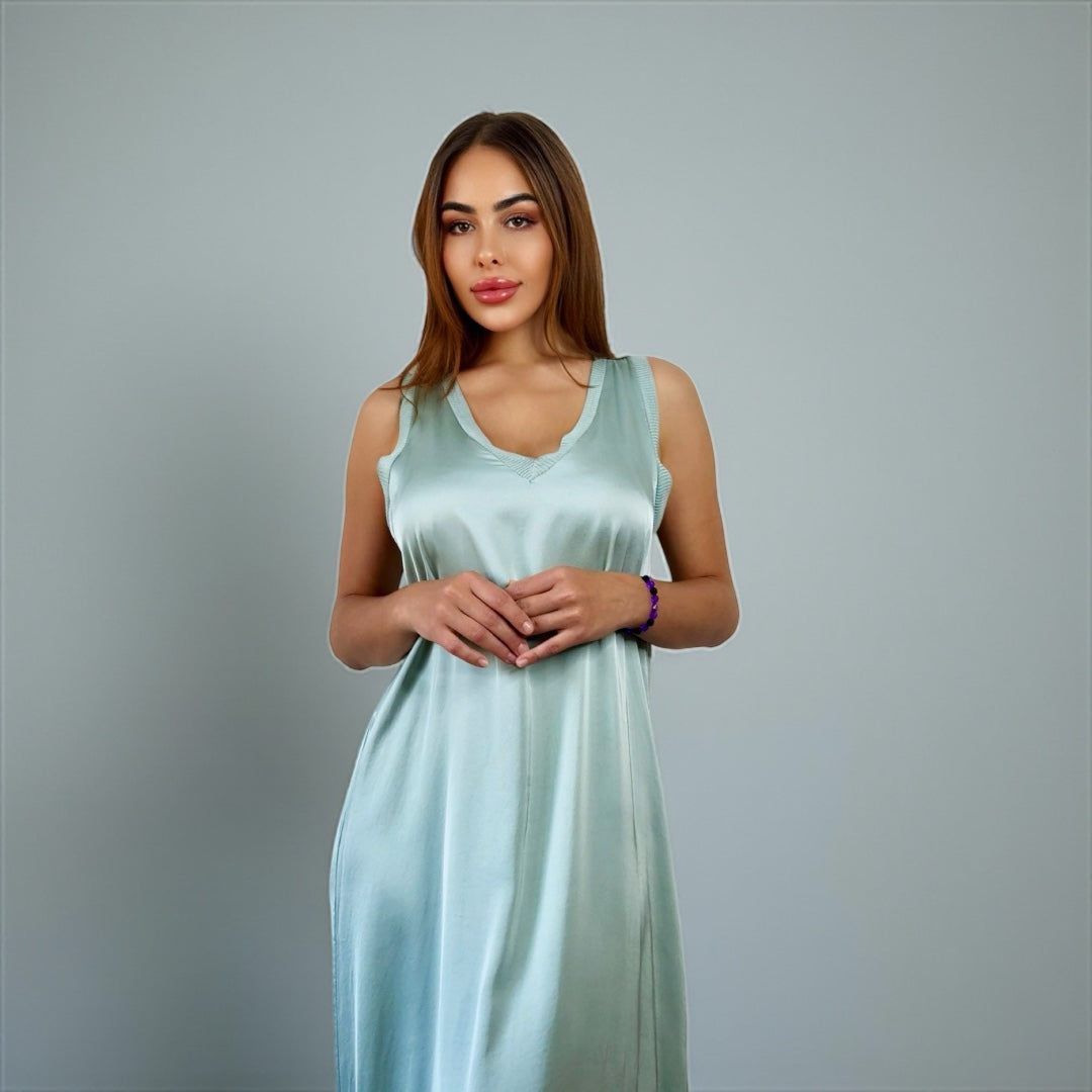 Siena Soft Maxi Dress V Mint Blue