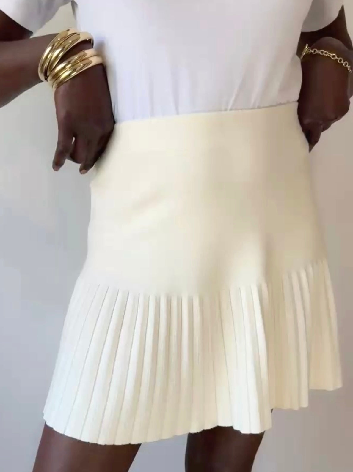 Юбка-плиссе золотистого цвета хаки