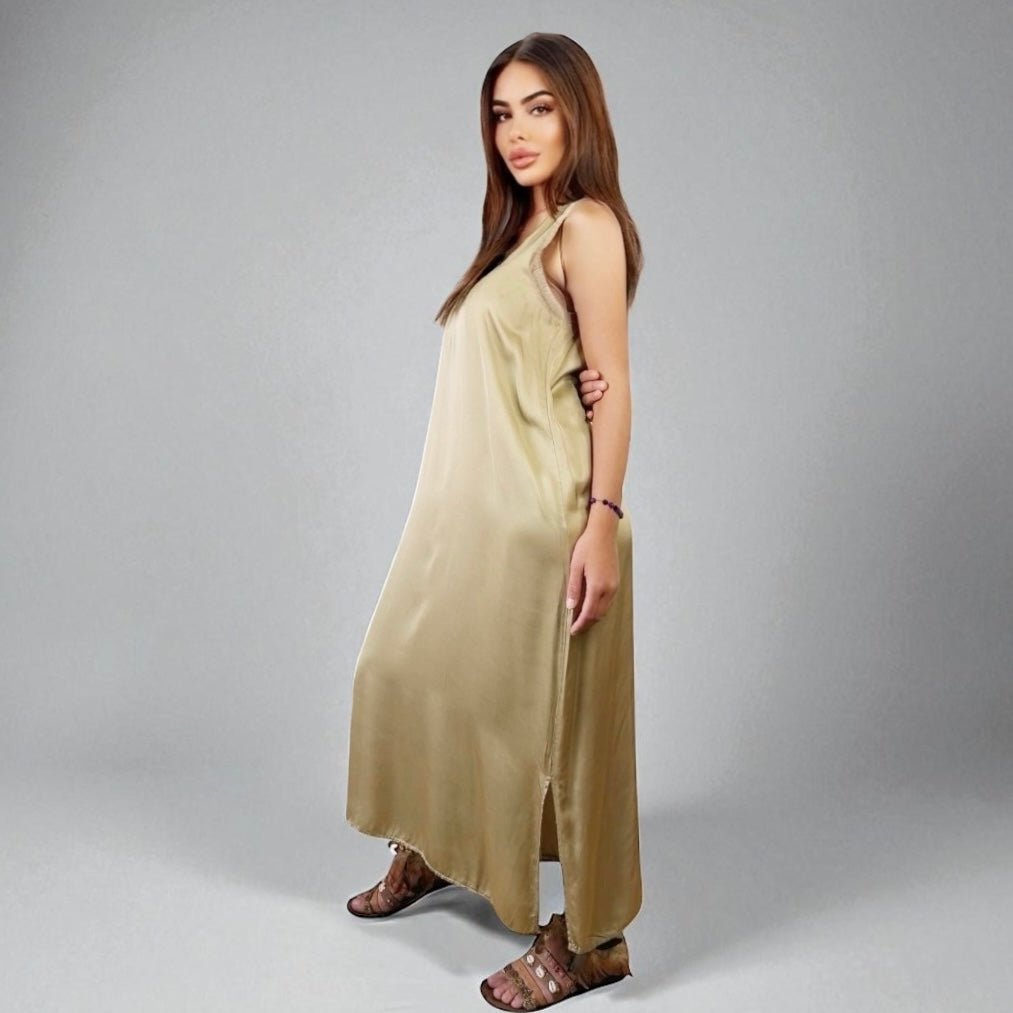 Siena Soft Maxi Dress V Sand Khaki