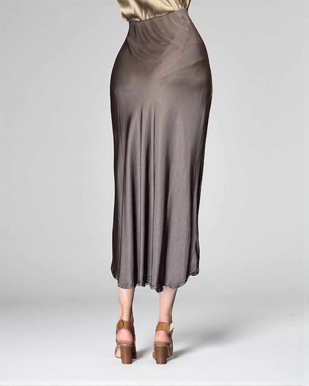 Elegant Skirt with Silky Shine (Cold Cappuccino)