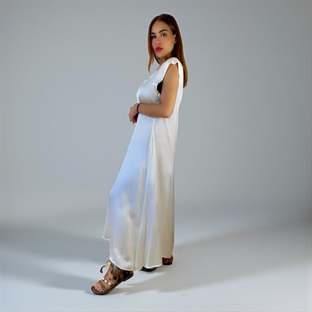 Siena Soft Maxi Dress V Cream White