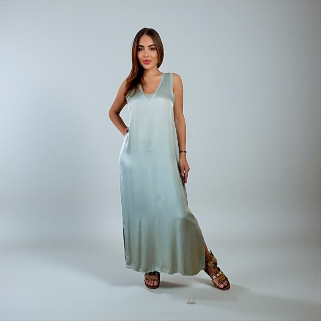 Siena Soft Maxi Dress V Mint Blue