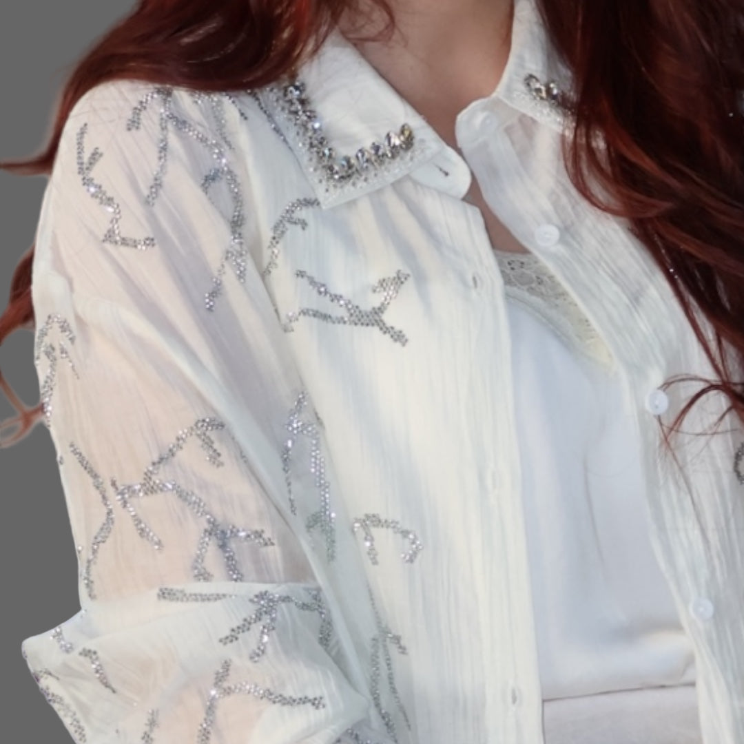Shirt with Gem Collar