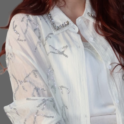 Shirt with Gem Collar