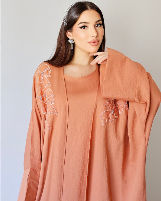 Noor Bloom – Embellished Two-Piece Set (Terraccota)