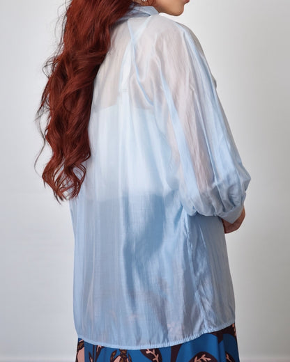 Voile-Bow Blouse (Blue)