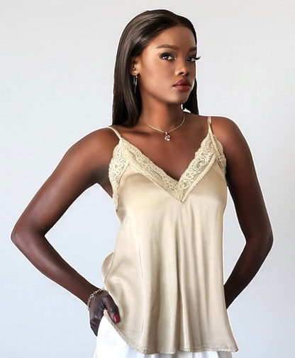 Luxury Lace Tank Top (Golden Sand)