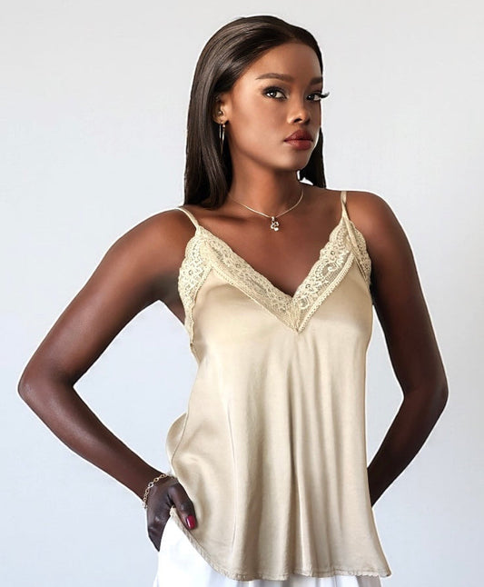 Luxury Lace Tank Top (Golden Sand)
