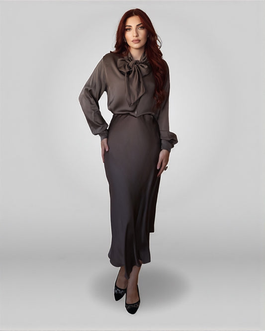 Elegant Skirt with Silky Shine (Chocolate)