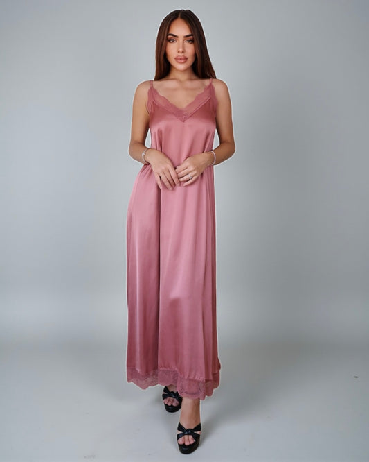 Maxi Lace Dress Wine Dusty Rose