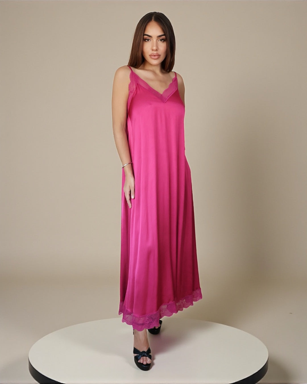 Maxi Lace Dress Pink
