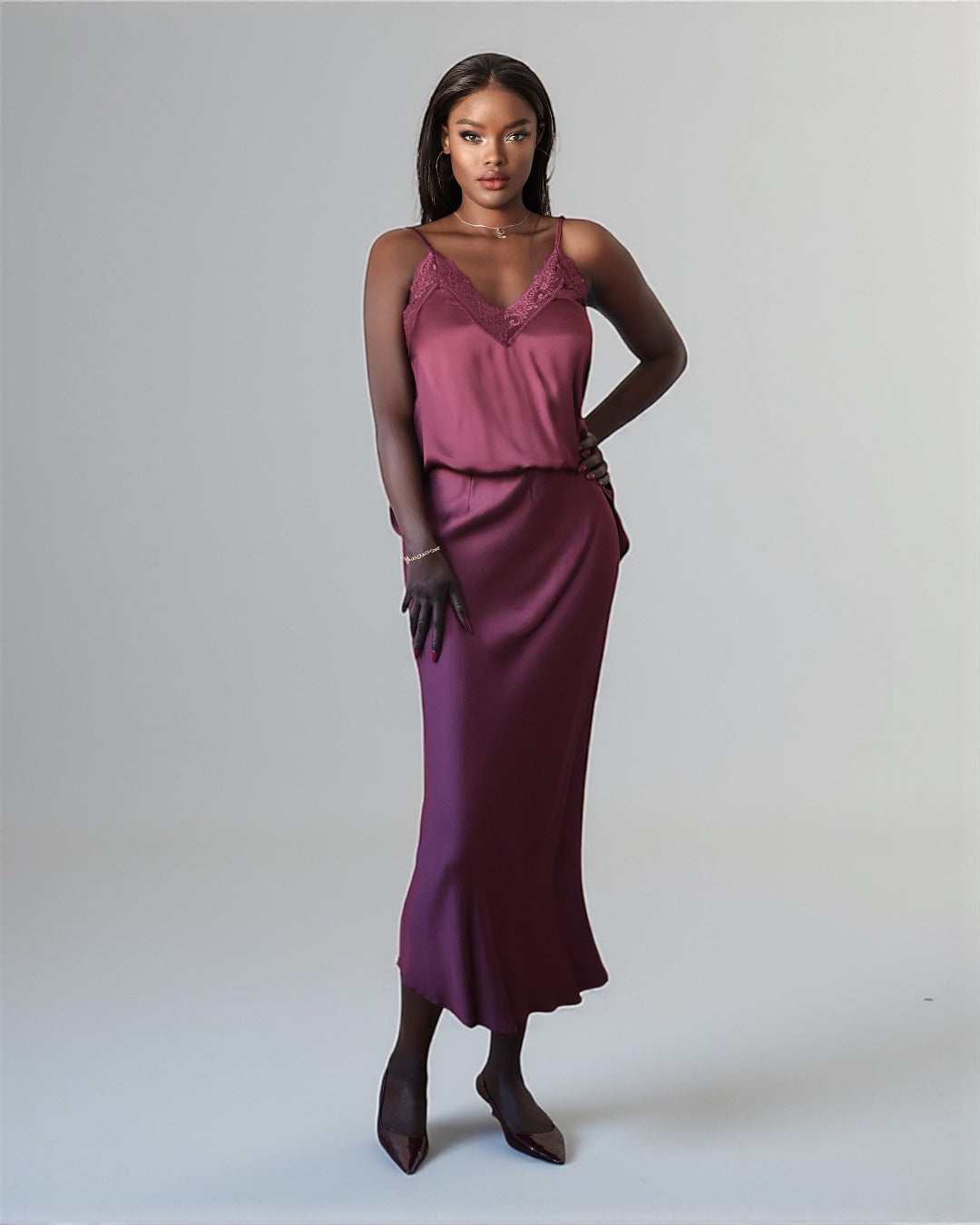 Luxury Lace Tank Top (Wine Red)