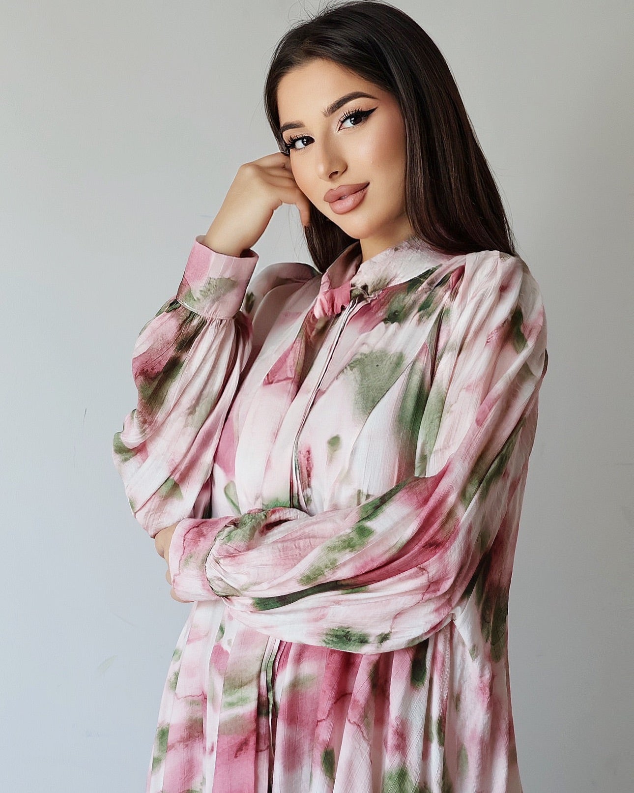 Платье с мягкими лентами (розовое)