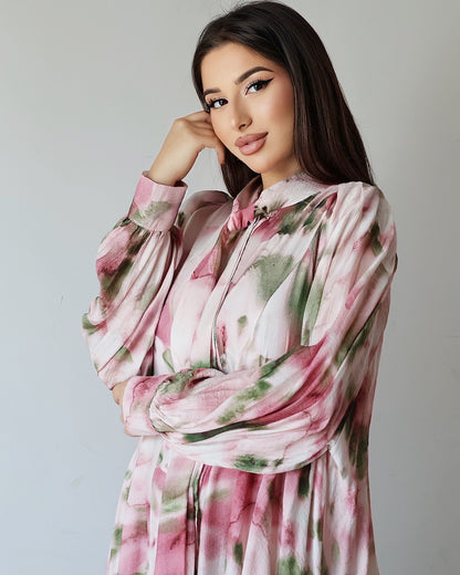 Платье с мягкими лентами (розовое)