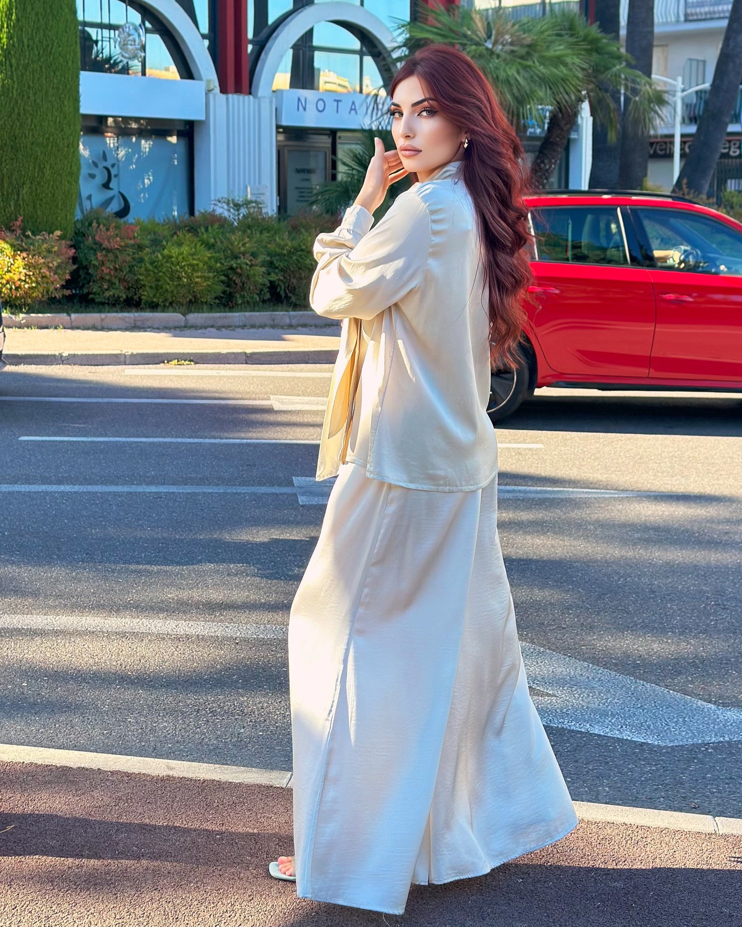 White Wide Trousers