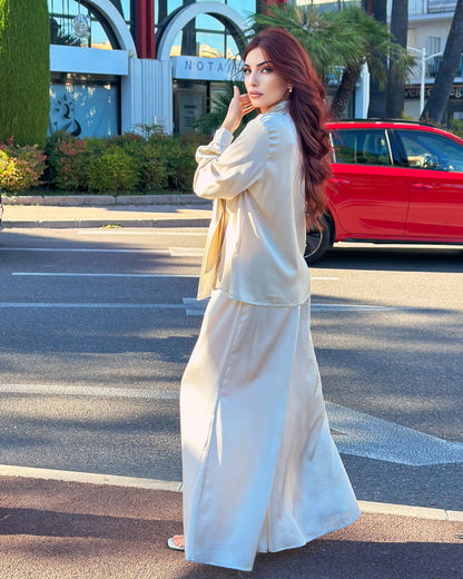White Wide Trousers