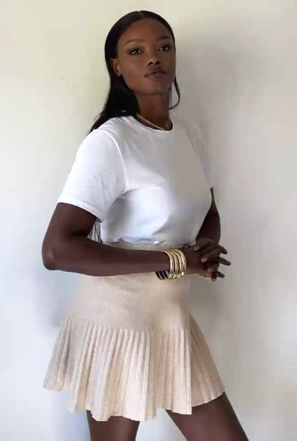 Юбка-плиссе золотистого цвета хаки