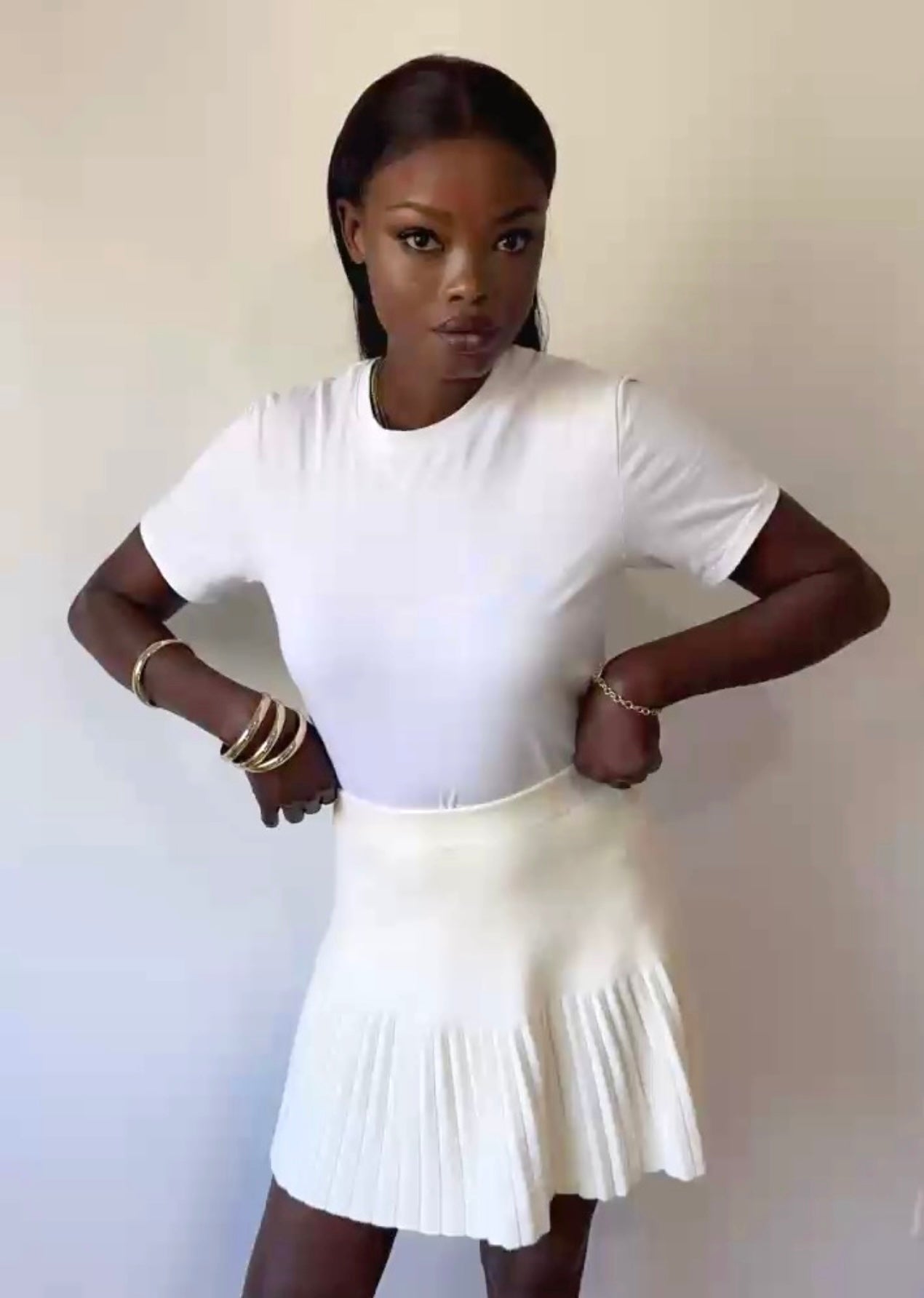 Юбка-плиссе золотистого цвета хаки