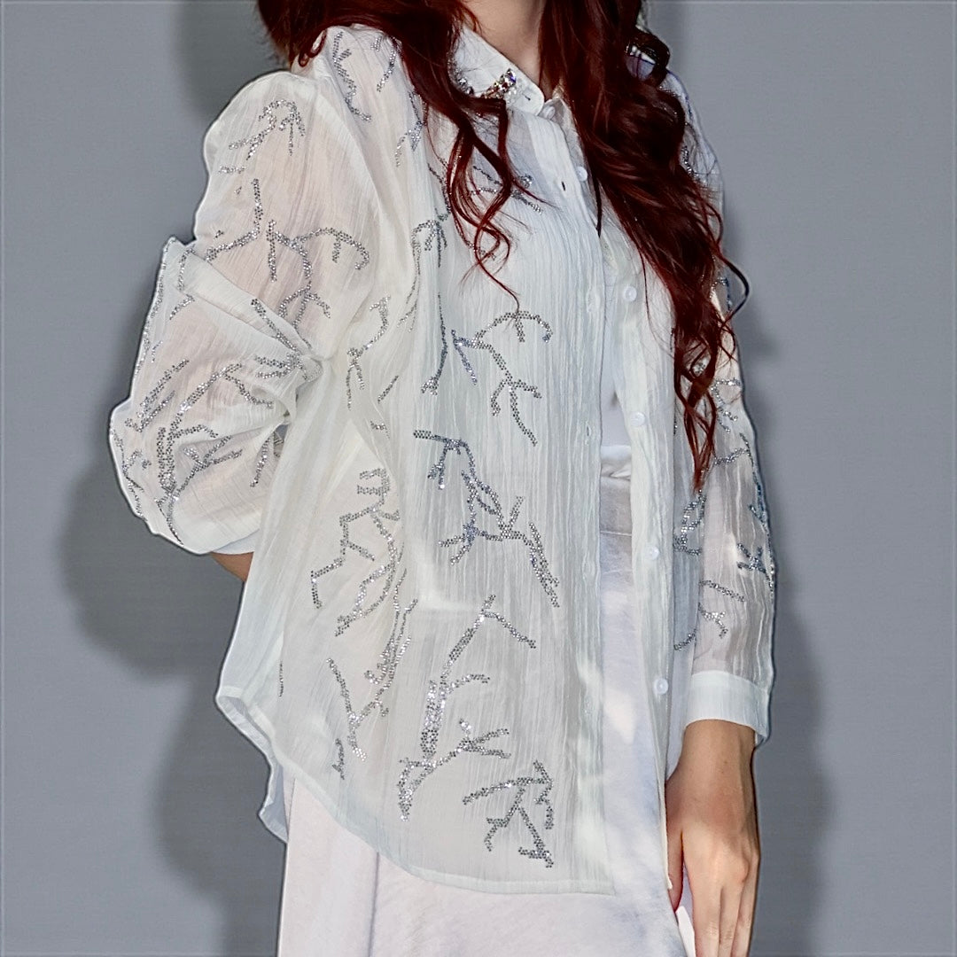 Shirt with Gem Collar