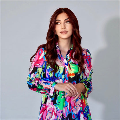 Boho Floral Shirt Dress