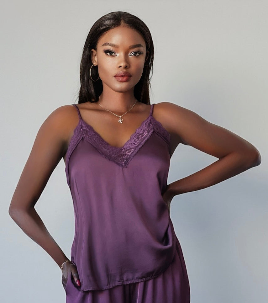 Luxury Lace Tank Top (Dark Purple)