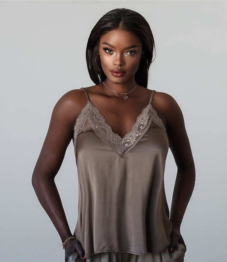 Luxury Lace Tank Top (Hot Cappuccino)