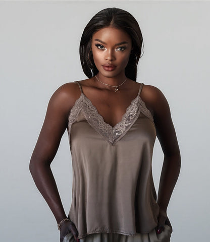 Luxury Lace Tank Top (Hot Cappuccino)