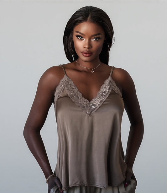 Luxury Lace Tank Top (Hot Cappuccino)