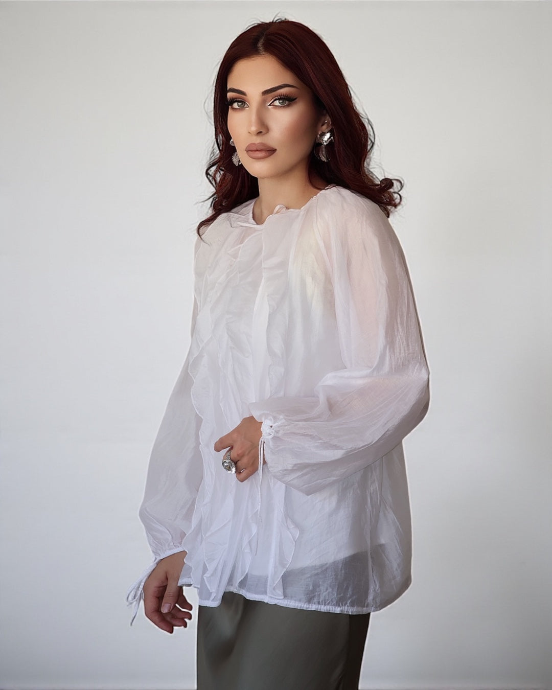 Ruffle Blouse (White)