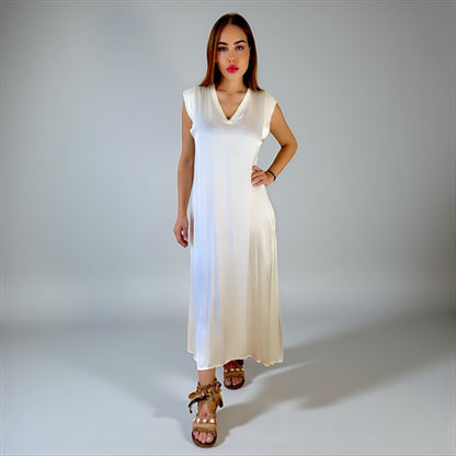 Siena Soft Maxi Dress V Cream White