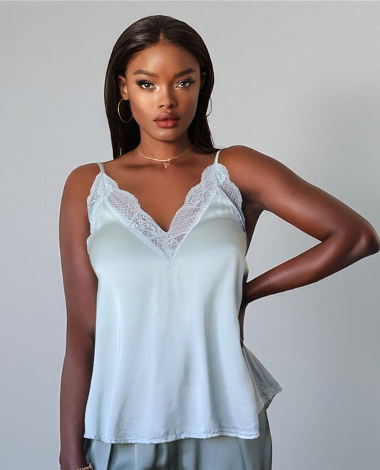 Luxury Lace Tank Top (Metalic Silver)