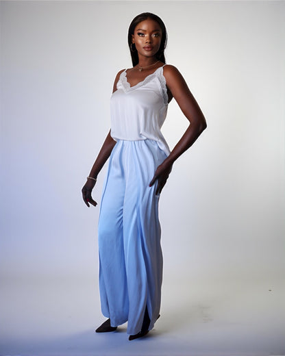 Split Leg Palazzo Pants Light Blue