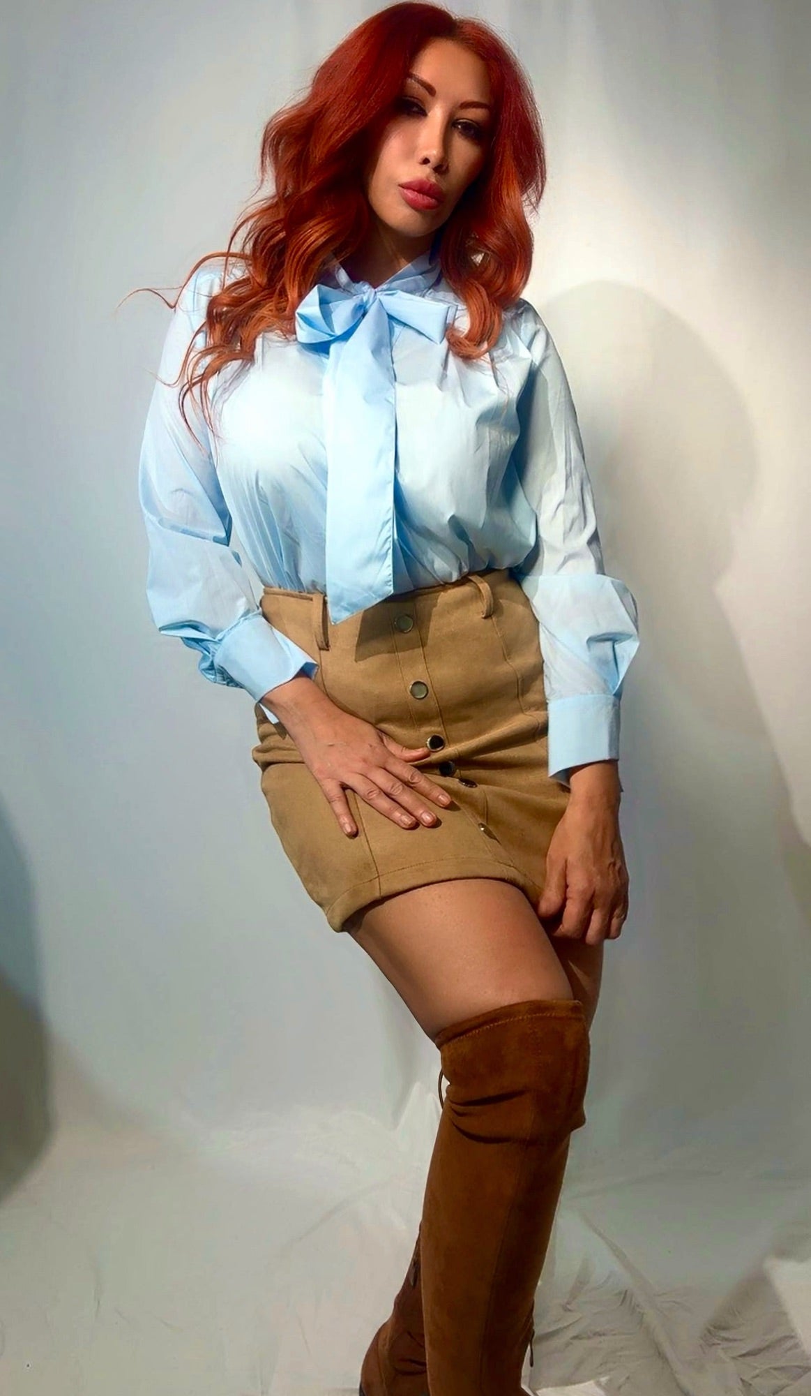 Блузка с бантом из вуали (белая)