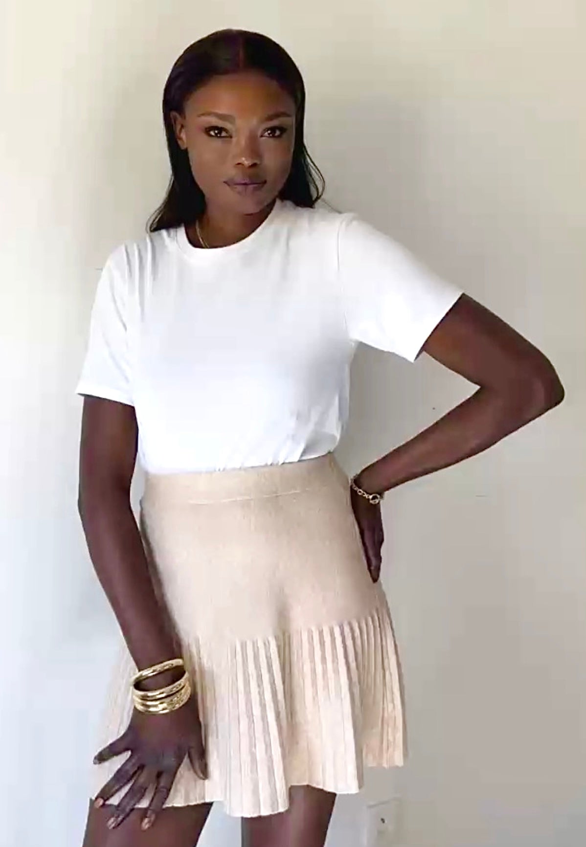 Юбка-плиссе золотистого цвета хаки