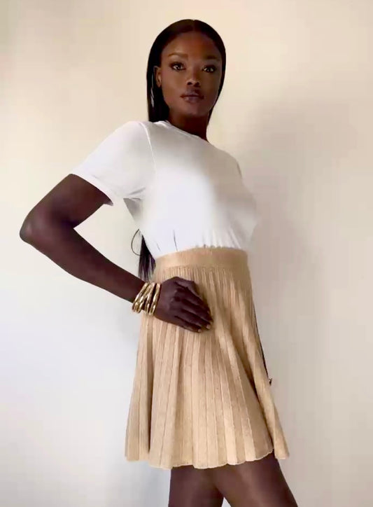 Юбка-плиссе золотистого цвета хаки