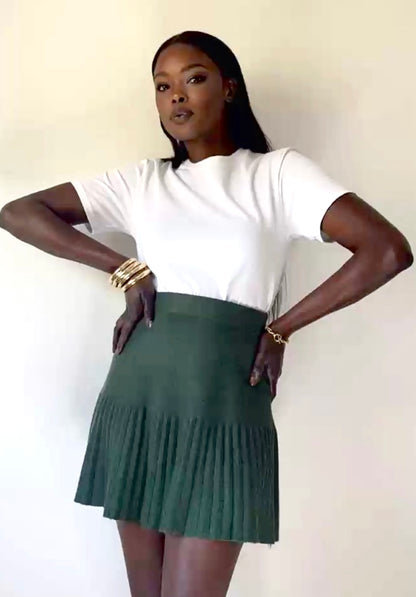 Юбка-плиссе золотистого цвета хаки