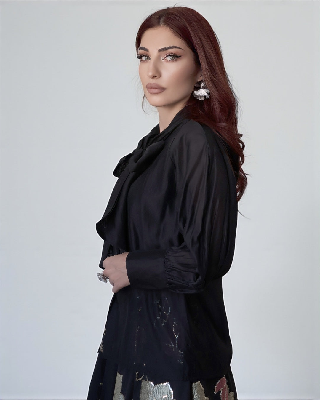 Voile-Bow Blouse (Black)