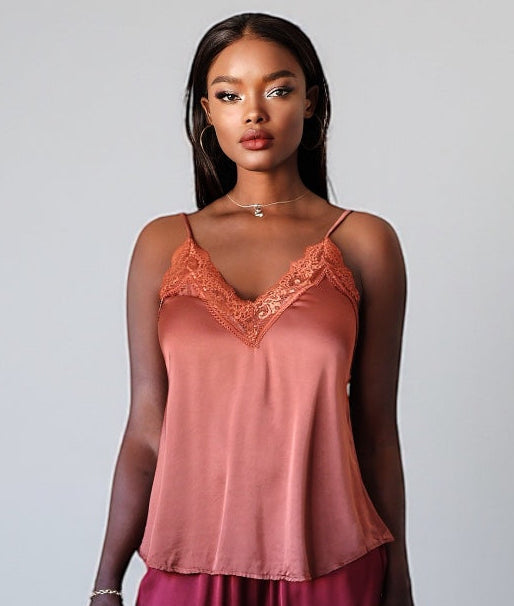 Luxury Lace Tank Top (Burnt Sienna)
