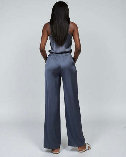 Брюки палаццо с разрезом по ноге Wet Gray